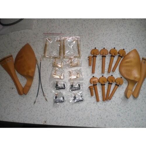 1 Set BOXWOOD Violin Fitting 4/4, Quality Violin parts with Tail piece, chin rest 4 pegs and end pin