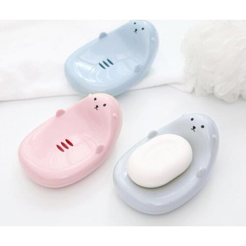 2021 Hot Sale Plastic Soap Tray Multi-purpose Anti Slip PP Cute Cartoon Animal Soap Box for Home Bathroom Kitchen Wholesale