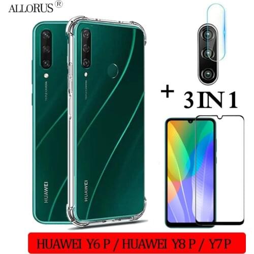 3-in-1 protector,szklo,glass case Huawei Y6p Y7p Y8p Shockproof Case for Huawei-Y8P Armor Bumper Phone Cover Y6P Huawei Y8 P