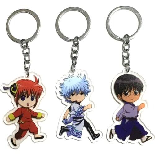 Gintama Anime keychain Sakata Gintoki Toushirou Kagura Shimura Shinpachi Okita Sougo Rubber strap/mobile phone charm D140