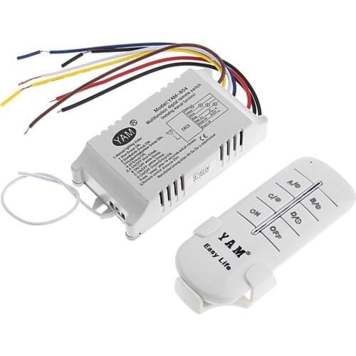 4 Ways ON/OFF 220V Wireless Receiver Lamp Light Remote Control Switch Electrical Equipment Supplies