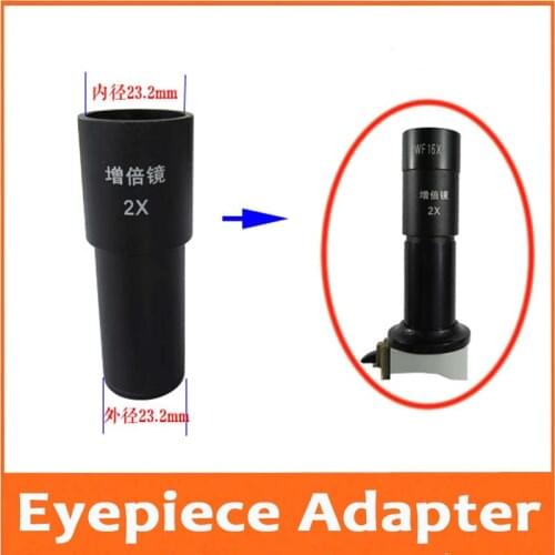 1pc 2 Times Magnification Biological Microscope Bio-microscope Barlow Eyepiece Lens Adapter 23.2mm Mounting Size