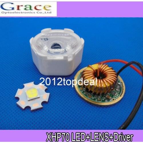 Cree XLamp XHP70 6V /12VCool White 6000K/Natural White 5000k w/20mm Star LED Emitter + XHP70 6V 4.8A 26mm 5 Mode LED Driver+lens