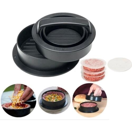 ABS Hamburger Press Meat Pie Press Stuffed Burger Mold Maker with Baking Paper Liners Patty Pastry Tools BBQ Kitchen Accessories