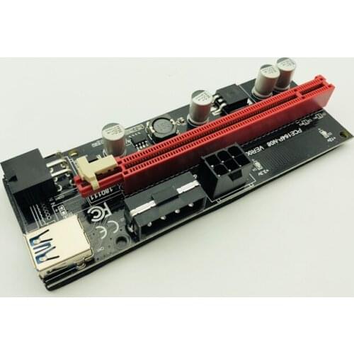 Dual LED VER009S PCI-E Riser 009S PCI Express Riser Card 1X to 16X 0.6M USB 3.0 Cable 6Pin IDE Molex Power for BTC Miner Mining