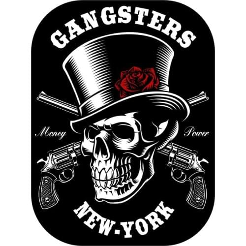 Gentleman Skull Rose Guns Revolver American NEW YORK Car Motorcycle Sticker Decal #728