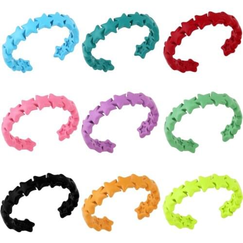 EYIKA Popular Candy Color Enamel Multiple Star Polished Open Rings for Women Girls Copper Metal Fluorescent Yellow Bague Bijoux