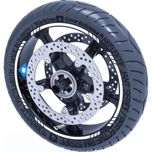 Fluorescent White Dashed Rim Tape Wheel Stripes Decals Sticker CinarExtreme