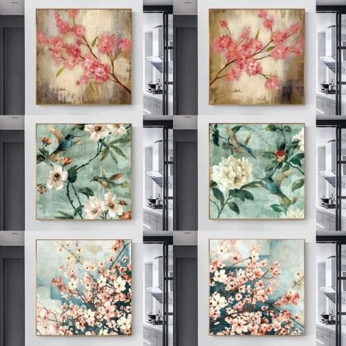 Traditional Flowers And Birds Canvas Art Decoration Poster And Prints Painting Hand Painted Wall for Living Room Home Decor