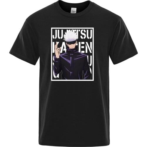 Jujutsu Kaisen Anime Satoru Gojou Prints T-Shirt For Men Vogue O-Neck T-Shirt Fashion Vintage Clothing Casual Loose Man Tshirt