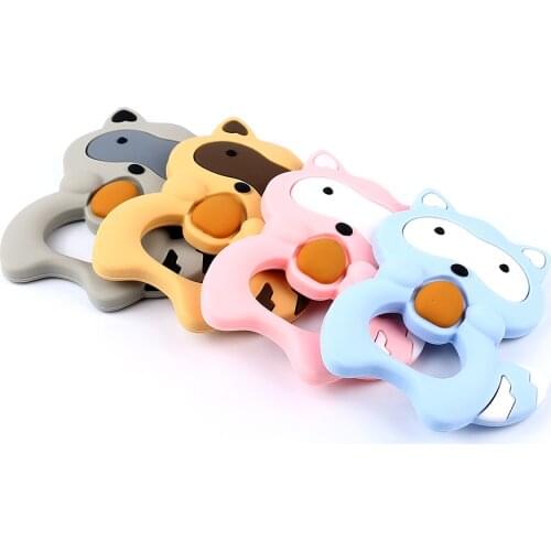 Keep&Grow 10pcs Baby Silicone Teethers BPA Free Teething Toy Animals Raccoon Teether Silicone Beads DIY Necklace Making