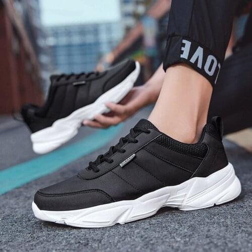 Lightweight Casual Men Shoes Chunky Sneakers Fashion PU Leather Mens Sneakers New Comfortable Walking Shoes Male Big Size 47 48