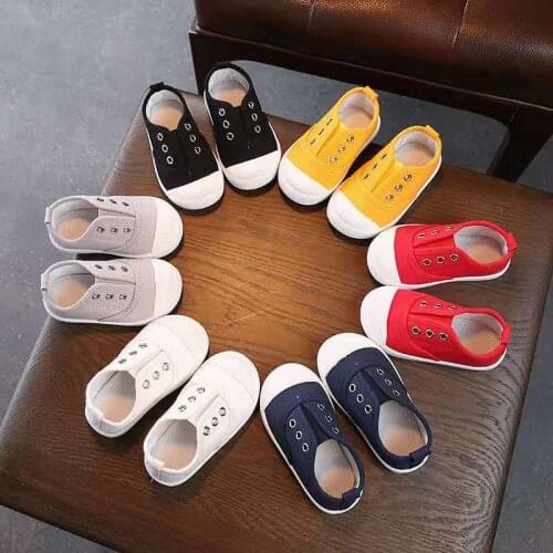 New Spring Summer Kids Shoes For Boys Girls Insole 13-17.5CM Candy Color Childrens Casual Canvas Sneakers Soft Fashion Sneakers
