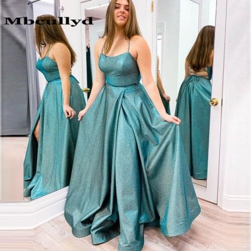 Mbcullyd Sexy Cross Back Prom Dress 2020 Side Split Imported Evening Gowns For Women Long Floor Length Vestidos de fiesta