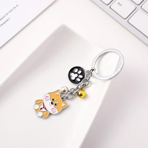 Cute Japanese Akita Keychains Metal pet Dog Keychain Car Keyring Fashion Women Gifts Metal Key Ring bag charm best friend gift