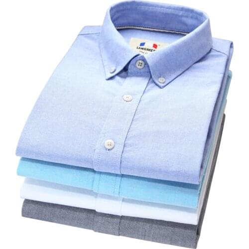 2018Summer high quality short sleeve male shirt Langmeng new 100% cotton black white casual shirts mens dress shirt men fashion