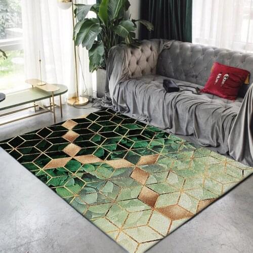 Delicate Green Black Gradual Color 3D Carpets for living room Bedroom Area Rugs Metal Geometric Lattice Printed Home Soft Carpet