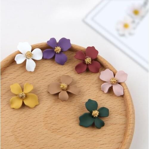 Newest 30pcs/lot color Rubber paint cartoon flowers shape alloy fashion florals charms diy jewelry earrings pendant accessory