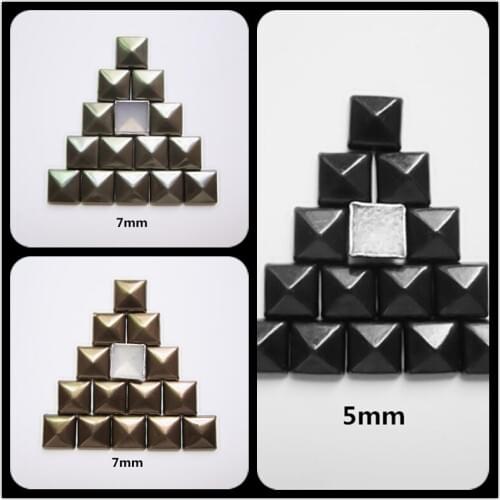 Punk Studs Hot-Fix Loose Rhinestones 5MM/7MM Gun Metal/Black Square Studs For Clothes 144Piececs Diy Hat Decoration Metal Crafts