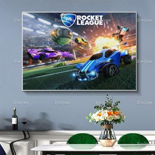 Rocket Game League Poster, Boys Room Decor Living Room Decoration Wall Art Canvas Home Decor Prints Unique Gift Floating Frame