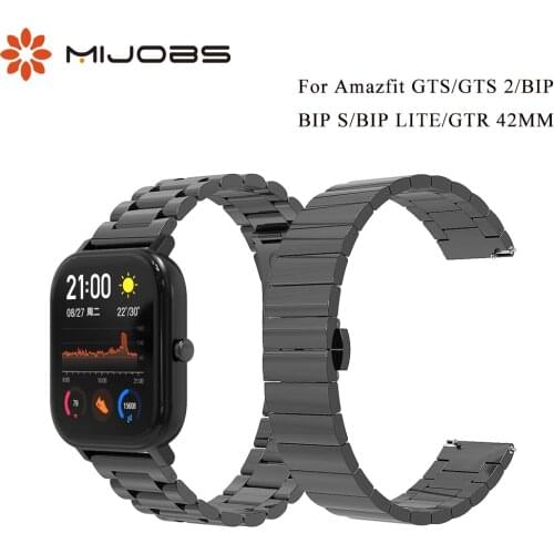 Strap for Huami Amazfit GTS 2/BIP S/LITE/GTR 42 Smart Bracelet Wristbands Metal Stainless Steel 20mm Replacement Accessories