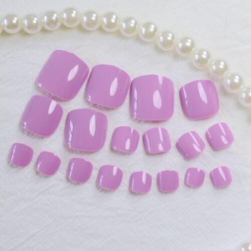 Romantic Flat False Toenails Purple Nail Tips Full Wrap Nail Tips Nail Art Decoration Salon Product 316t