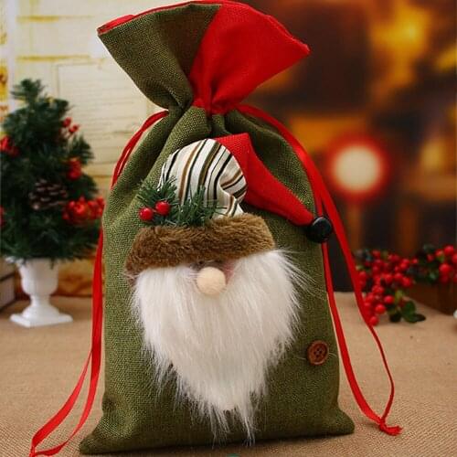 Christmas Supplies Santa Claus Gift Bags Burlap Holiday Decorations Christmas Child Candy Bag Gift Bag AA026