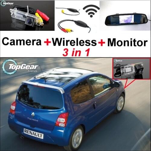 3 in1 Special Camera + Wireless Receiver + Mirror Monitor Easy DIY Back Up Parking System For Renault Twingo 2 II 2007~2014