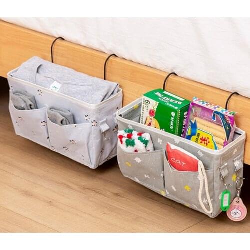 Canvas Storage Organizer Hanging Bag Home Bedroom Bedside Office Table Kitchen Hanging Basket Modern 7 Colors with Hook Sundries