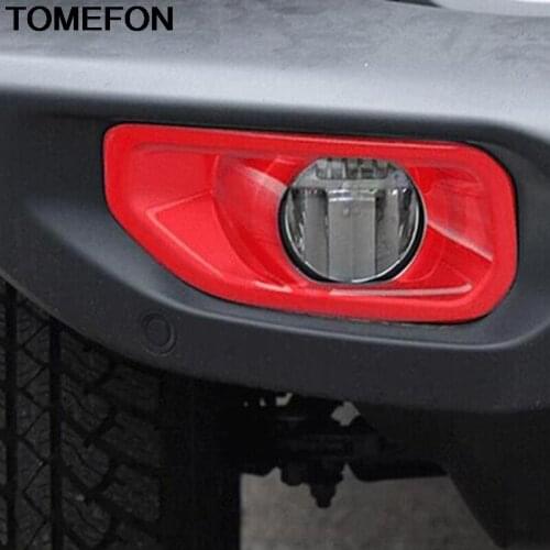 TOMEFON For Jeep Wrangler SUV 2018 2019 Front Head Fog Light Lamp Cover Trim Foglight Strip Garnish Accessories ABS Chrome Red