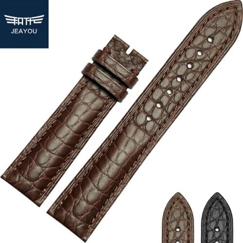 JEAYOU High Quality Alligator Watch Strap Band Case For Longines Omeaga IWC Genuine Crocodile Leather WatchBand For Men