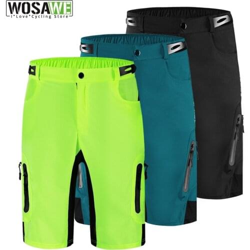 WOSAWE MTB Cycling Shorts Loose With Gel Padded Cycling Underwear Breathable Downhill Mountain Bike Shorts For Men
