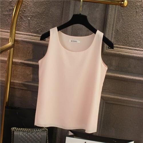 Womens Spring Summer Style Chiffon Blouse Shirt Womens Sleeveless O-neck Solid Temperament Elegant Korean Tops DD8420