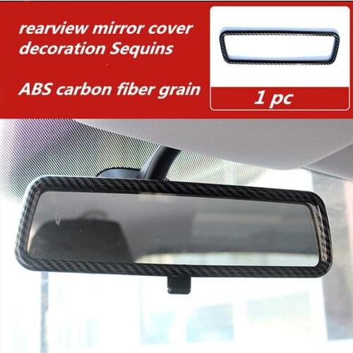 1pc carbon fiber grain ABS material rearview mirror cover decoration Sequins for 2011-2017 Volkswagen VW POLO 6R 6C