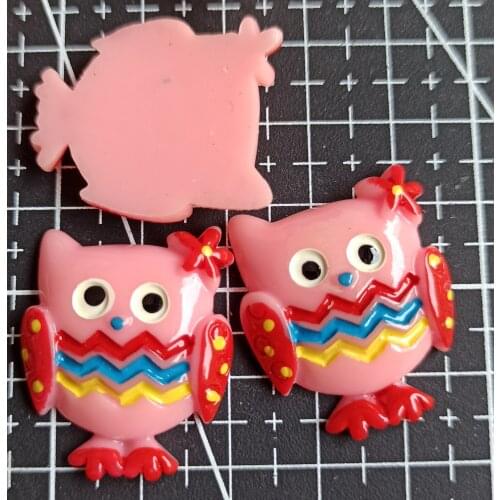 1pcs/lot resin flat back black pink color flower owl 28mm Scrapbook Embellishment DIY Phone Decoration