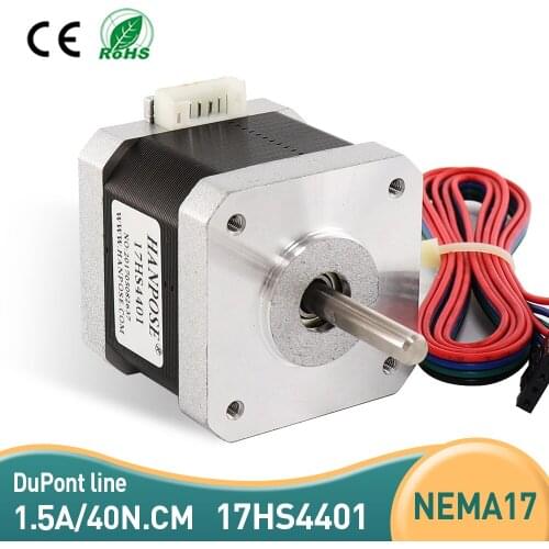 10PCS 17HS4401-D 4-lead with 1M Dupont line Nema17 Stepper Motor 12V 42 motor 1.7A 40N.CM CE ROSH ISO CNC and 3D printer