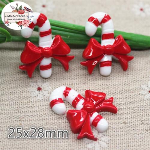 10pcs Resin Christmas Candy canes flat back Cabochon Art Supply Decoration Charm hair bow center