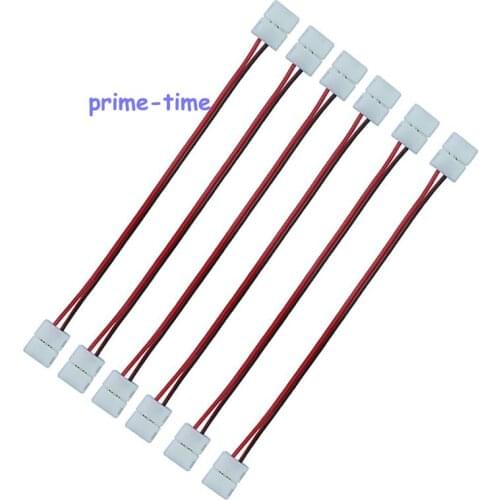100pcs 10mm 2 PIN Strip to Strip PCB Connector Adapter two clip with 15cm Cable For 10mm PCB 5050 5630 Single Color LED Strip