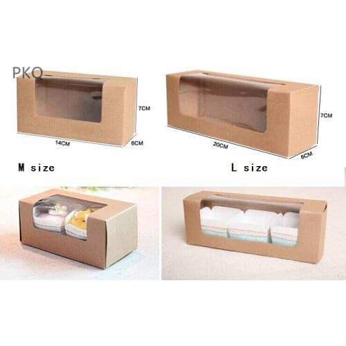 100pcs Wholesale Cardboard Muffin Packaging Box Food Grade Kraft Paper Carton Box For Macaroon Cake Box 137x70x60mm/200x70x60mm