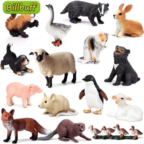 2021 Wild Jungle Zoo Animal Model ABS Action Figures Tiger Panda Lion Panda Koala Collection Model Educational Toys for Children