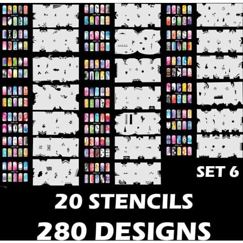 280 DESIGNS Airbrush Nail Art STENCIL Template Kit Paint stamp tool stamping plate image manicure plates Paint 20 Sheets /lot