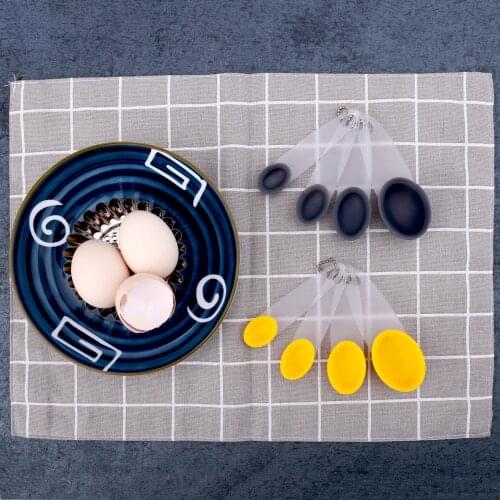 4pcs/Set Measuring Spoon Silicone Kitchen Teaspoon Coffee Sugar Scoop Baking Cooking Kitchen Measuring Cup With Scale Spoon