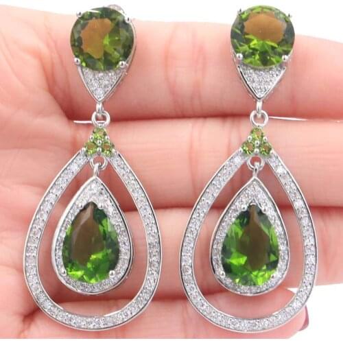 43x27mm Awesome Long Big 27g Created Pink Kunzite Bright Zircon For Women Party Silver Earrings Drop Shipping