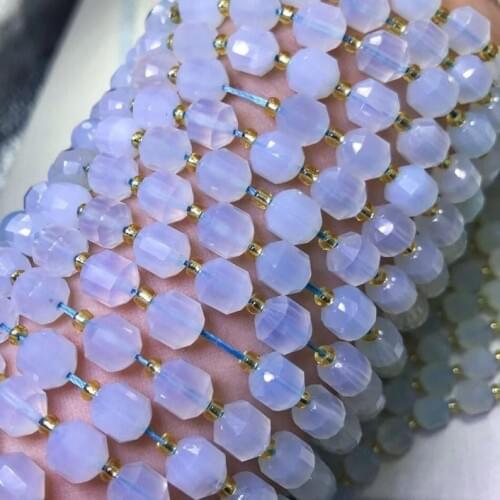 Natural Ice blue Chalcedony faceted spacer loose beads DIY for jewelry making bracelet necklace perles semi precious design