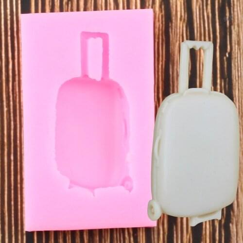 Trolley Case Travel Luggage Silicone Mold Polymer Resin Clay Mould Fondant Chocolate Gumpaste Cake Baking Decorating Tools