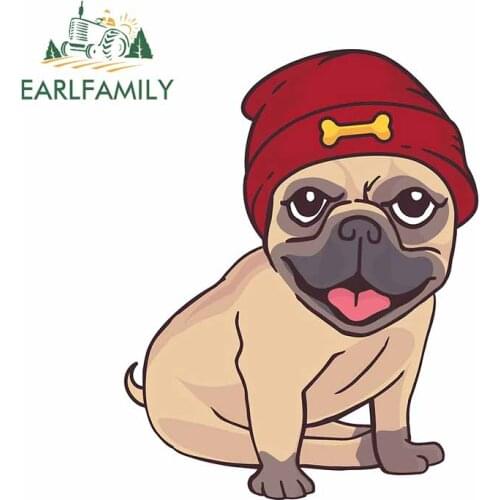 EARLFAMILY 13cm x 10.2cm For Cute Puppy Creative Car Stickers Sunscreen Decal Vinyl Car Wrap Personality Creative Decor