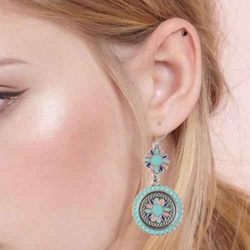 Ethnic Enamel Flower Drop earrings Earrings For Women Hanging Earring Wedding Party Bohemian Boho Jewelry Gifts Accessories