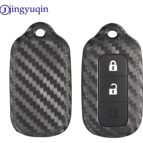 Jingyuqin 3 Buttons For Toyota Car Keys Blank Case Cover Carbon Fiber Patten Silicone Car Key Shell