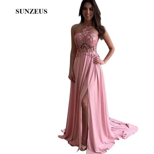 Appliques Lace Prom Dress Spaghetti Straps Criss-cross Back Long Chiffon Party Gowns Sweep Train Women Summer Dress