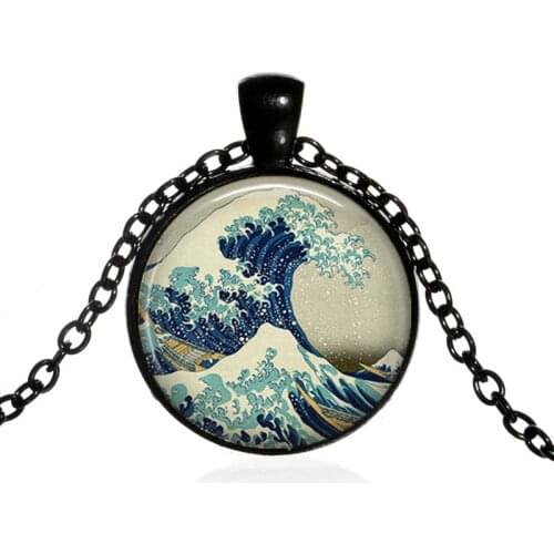 Great Wave at Kanagawa art pendant, Japanese art necklace charm, Ocean jewelry, Sea charm Gift Fashion Jewelry